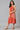 Girls Beige Gillet With Red Printed Dress Set