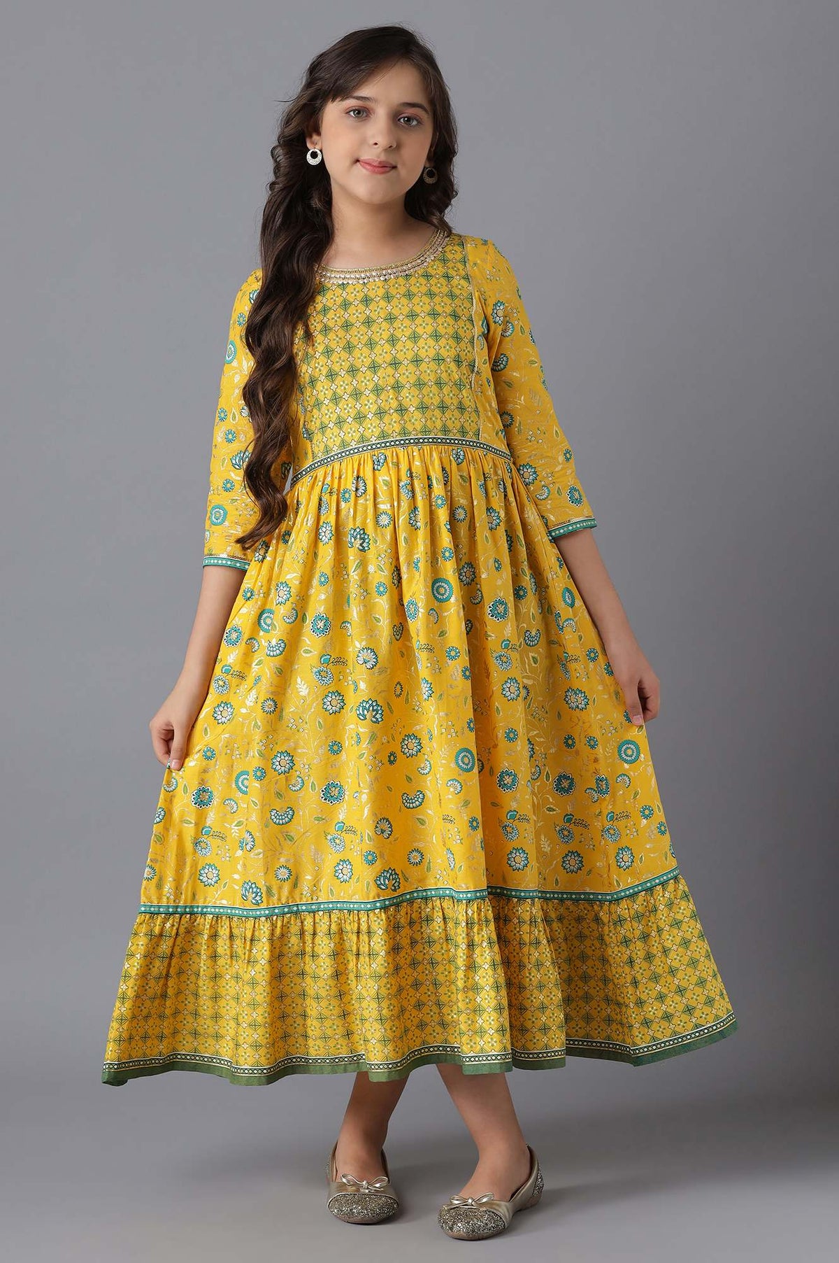 Yellow Cotton Girls Dress - 12 to 13