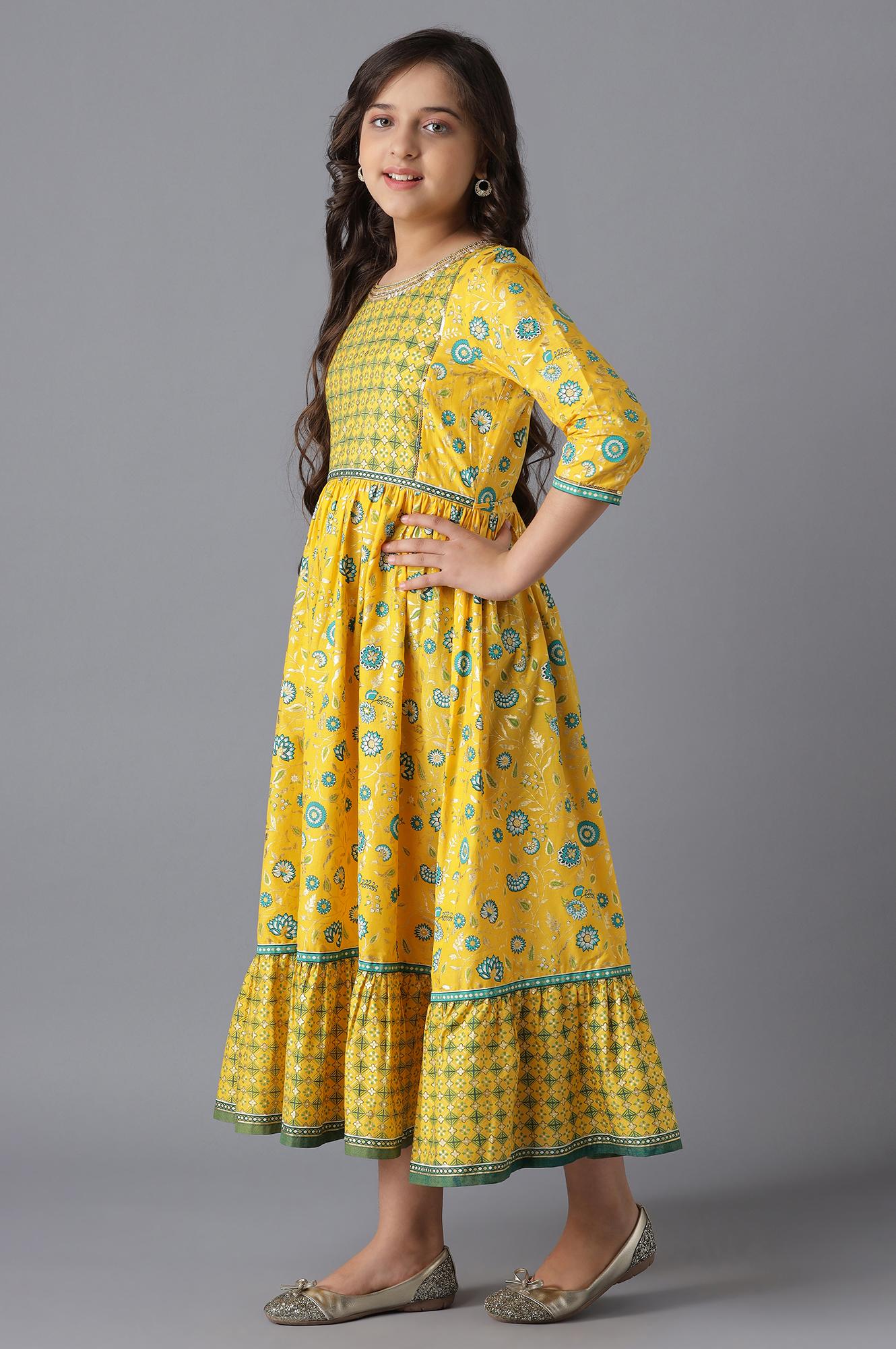 Yellow Cotton Girls Dress