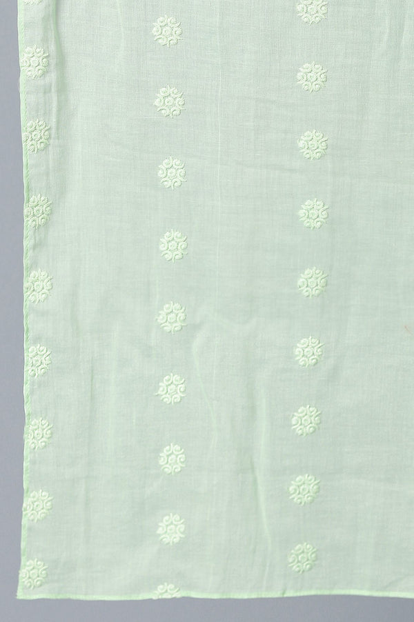 Girls Light Green Cotton Schiffli kurta With Pants And Dupatta