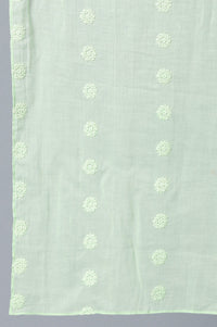Girls Light Green Cotton Schiffli kurta With Pants And Dupatta