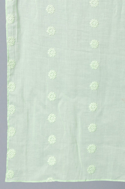 Girls Light Green Cotton Schiffli kurta With Pants And Dupatta