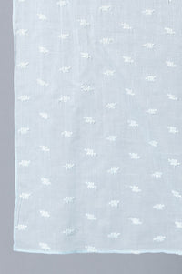 Girls Light Blue Cotton Schiffli Straight kurta With Palazzo And Dupatta