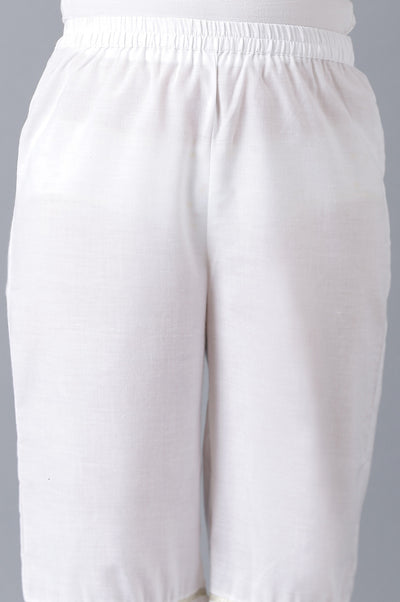 Girls White Schiffli kurta With Flared Sharara And Dupatta