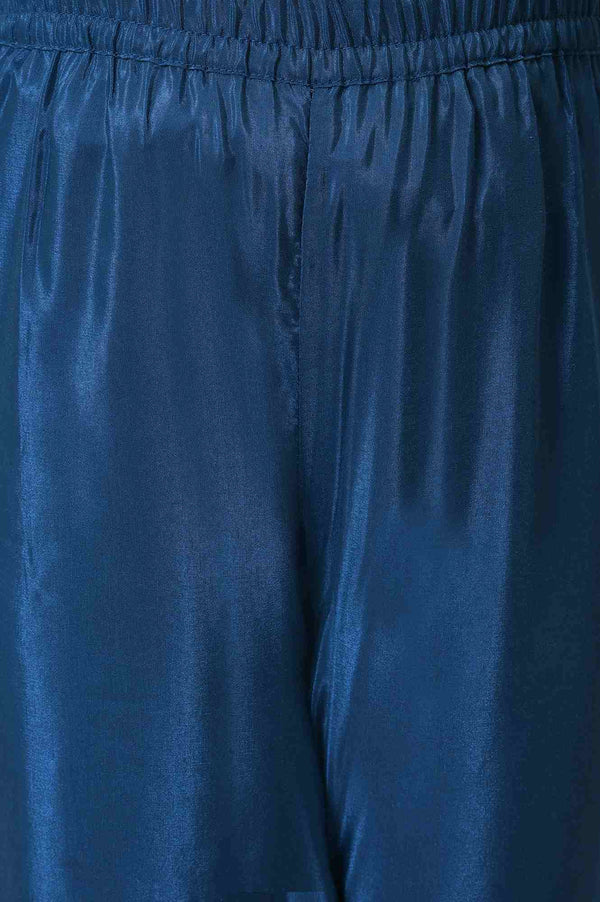 Girls LIVA Pink Floral Printed kurta with Blue Trousers and Pink Dupatta