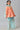 Girls Peach Kuchai Silk Top With Blue Gathered Sharara And Dupatta