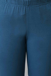 Girls LIVA Grey High-Low kurta with Blue Tights and Dupatta Set