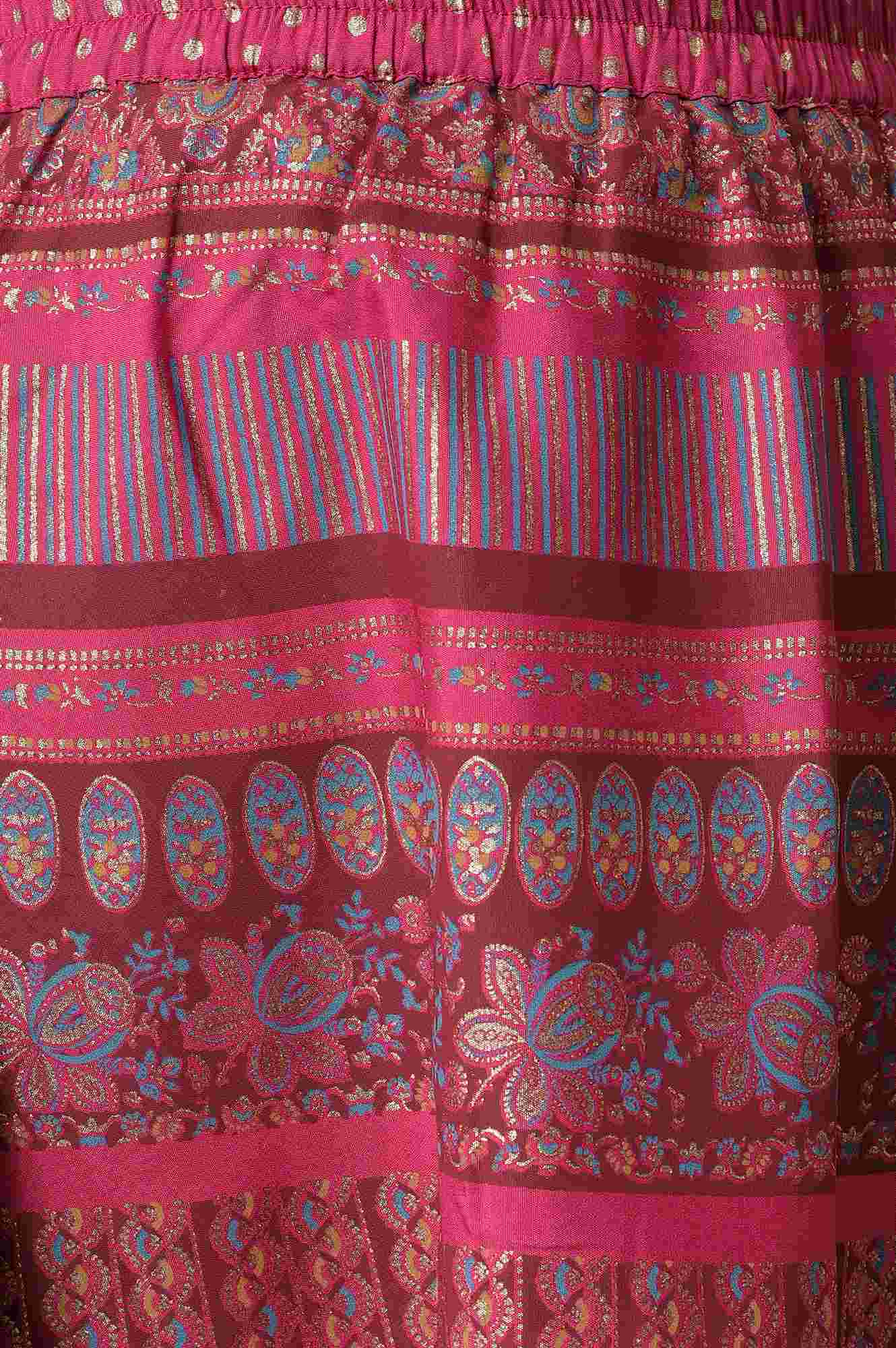 Girls Liva Green Printed kurta With Pink Skirt And Dupatta