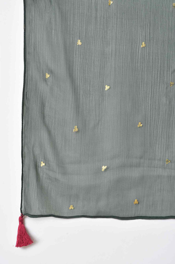 Girls LIVA Pink Zari Embroidered kurta with Green Sharara and Dupatta