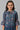 Girls Indigo Blue Printed Top With Tiered Skirt