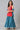 Girls Red Embroidered kurta With Blue Skirt And Dupatta