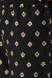 Girls Black Embroidered Ruffled Top And Palazzos Set