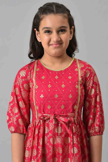 Girls Pink Embroidered Tiered Dress