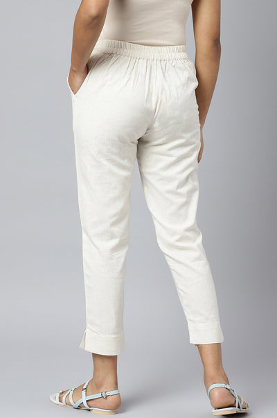 White Metallic Hardware Straight Kurta and Trouser Set