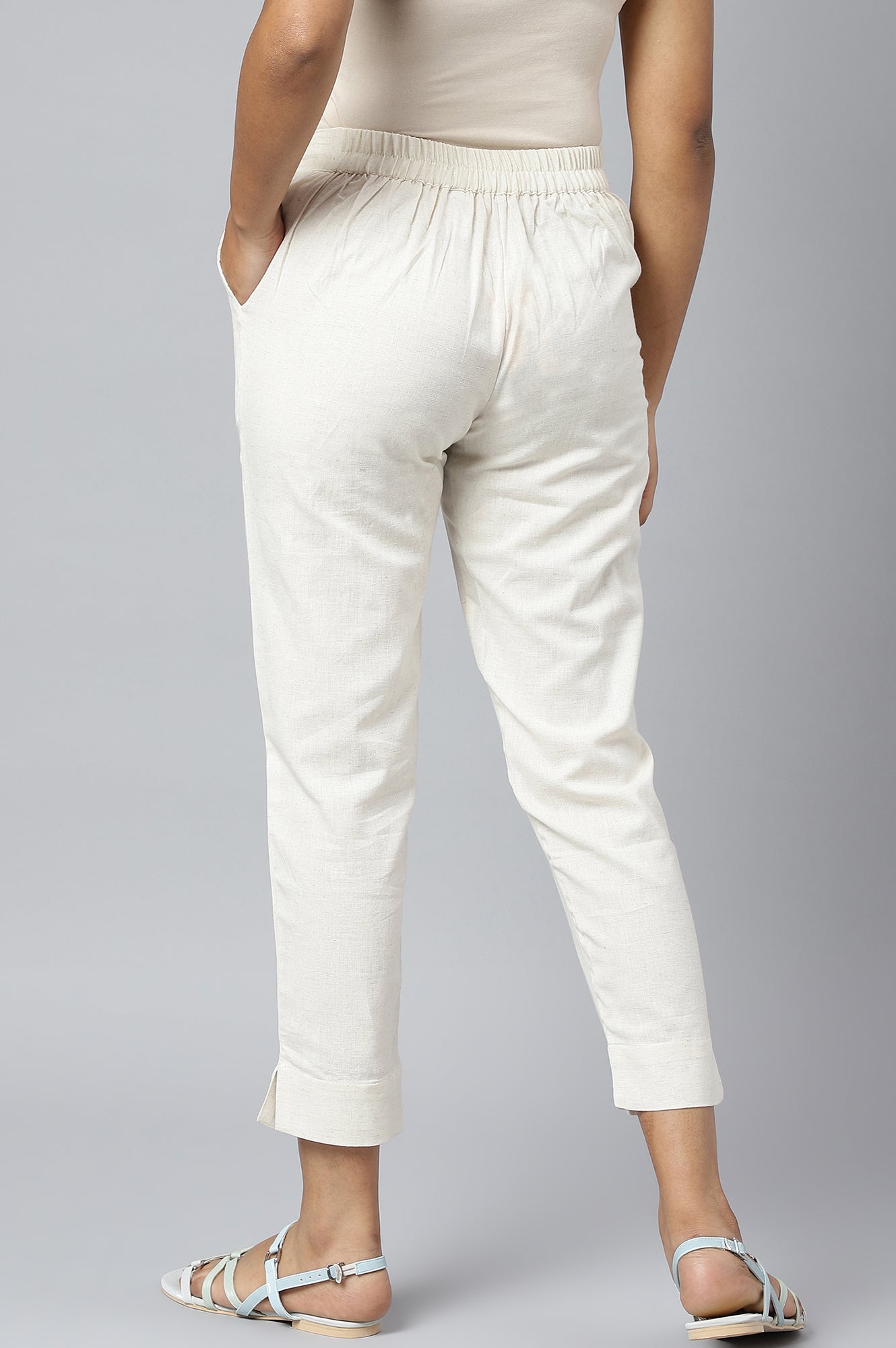 Natural Solid Regular Fit Trousers