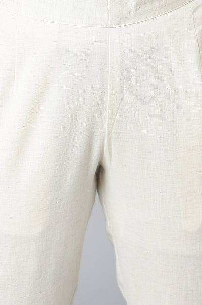 White Metallic Hardware Straight Kurta and Trouser Set