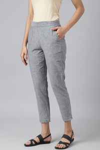 Grey Solid Trousers
