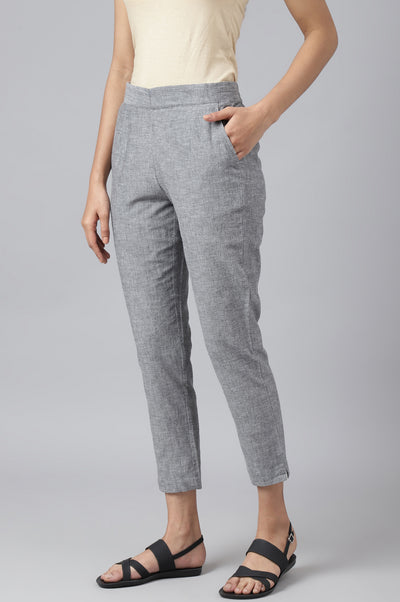Grey Solid Trousers