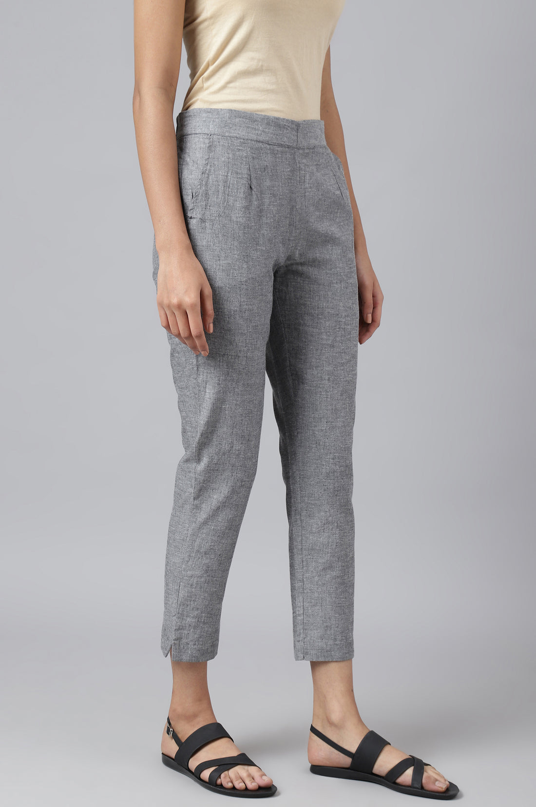 Grey Solid Trousers