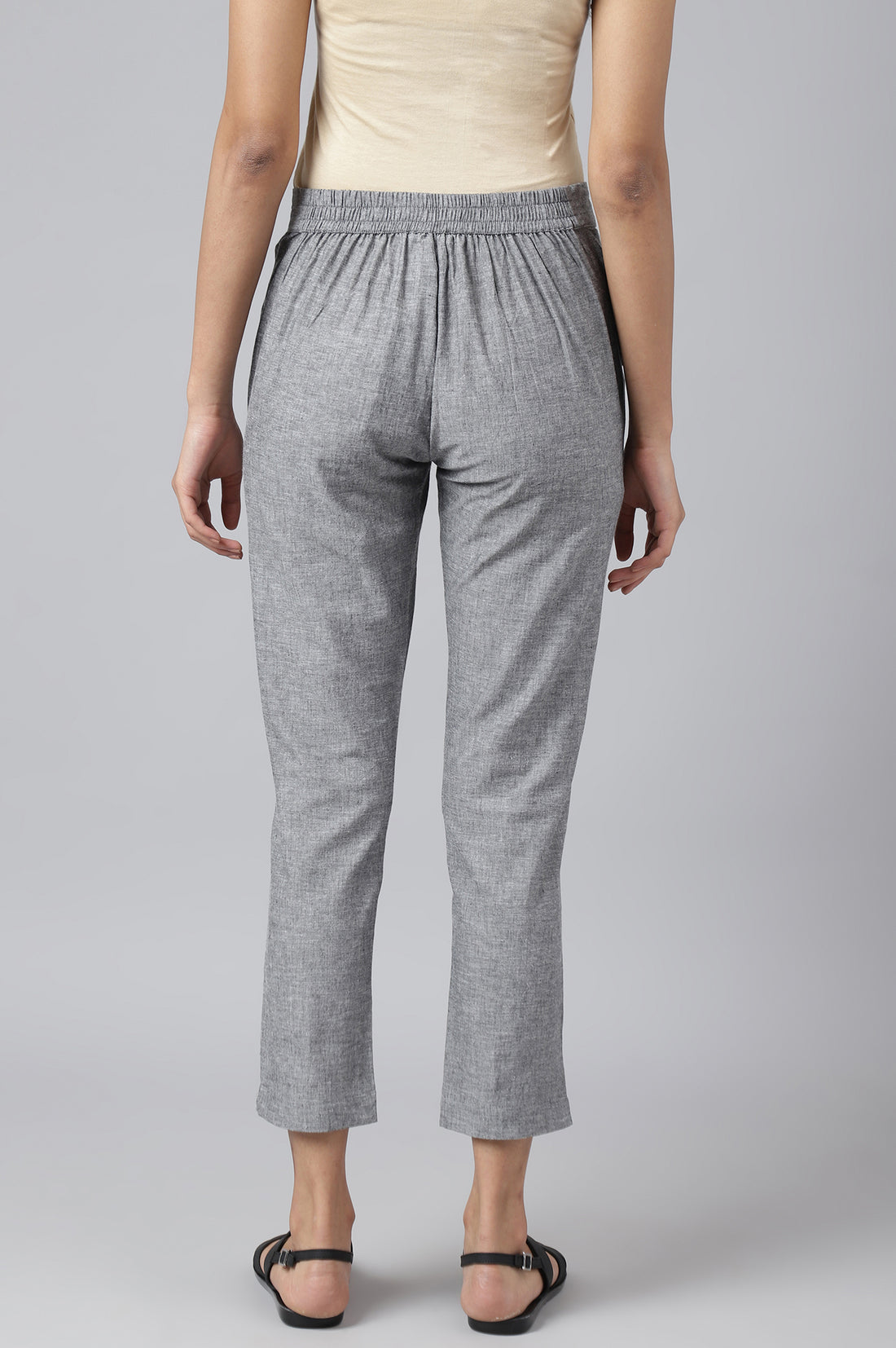 Grey Solid Trousers
