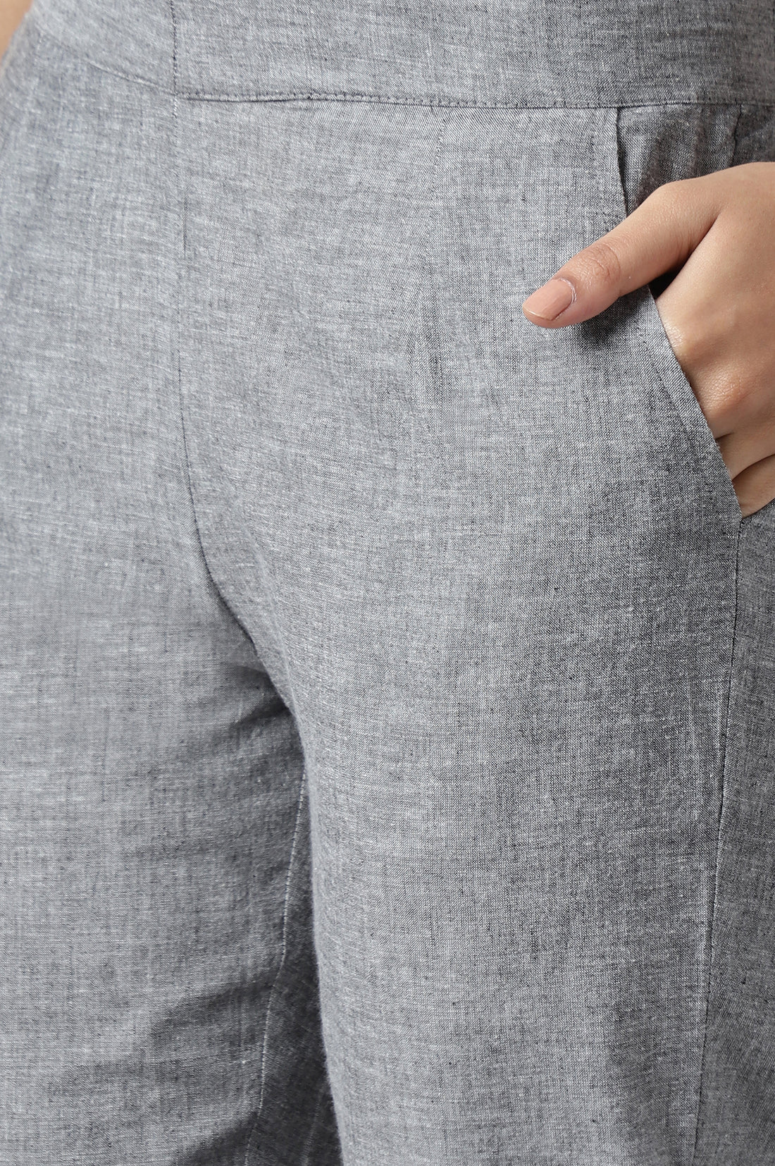 Grey Solid Trousers