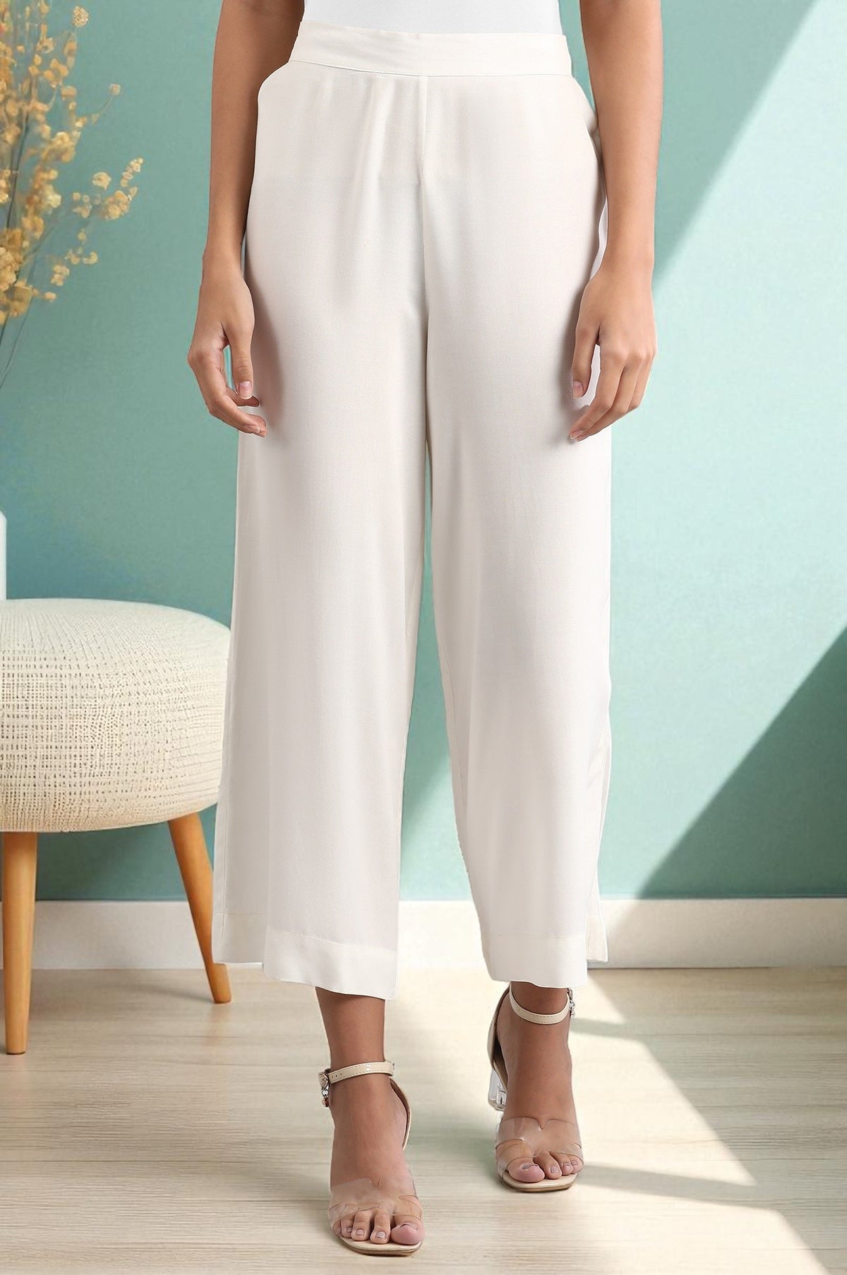 White Solid Palazzo - XS