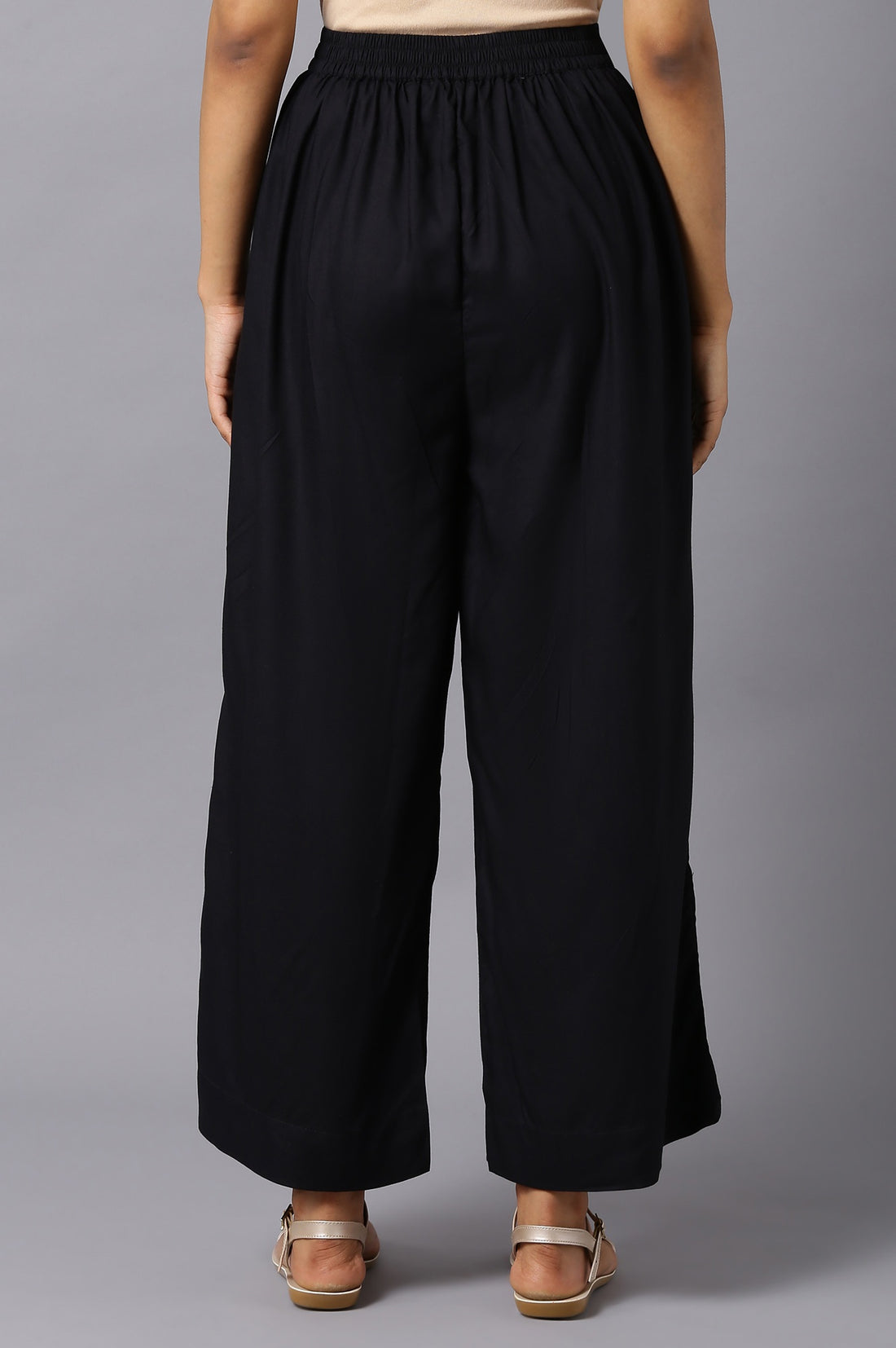 Black Tencel Straight Kurta and Palazzo Set