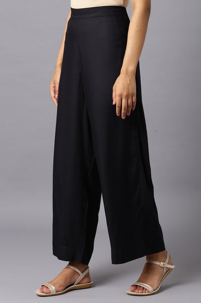 Black Floral Printed Flared Kurta and Palazzo Co-ord Set