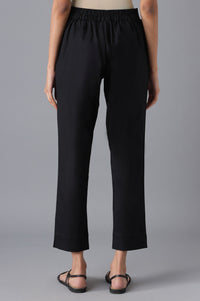 Black Cotton Solid Trousers