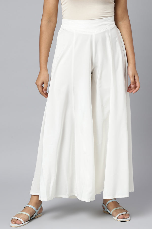 White Lace Cotton Blend Straight Kurta and Palazzo Set