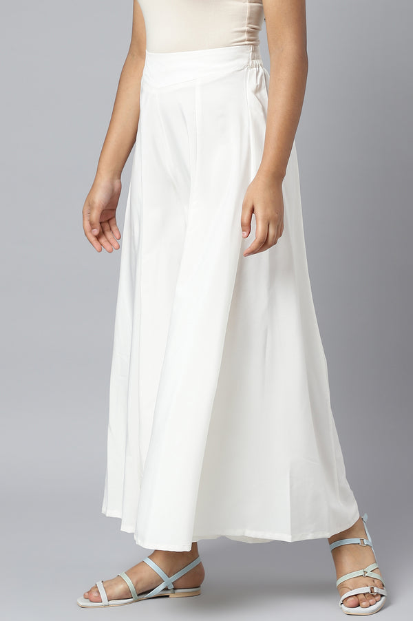 White Lace Cotton Blend Straight Kurta and Palazzo Set