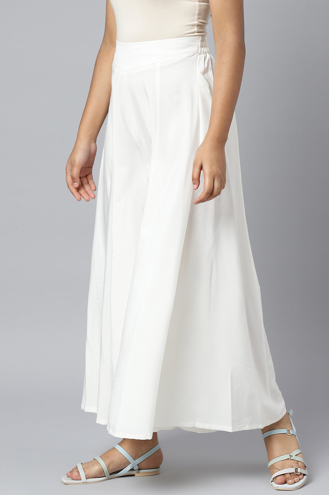 Off White Stripe Pure Cotton Straight Kurta and Palazzo Set