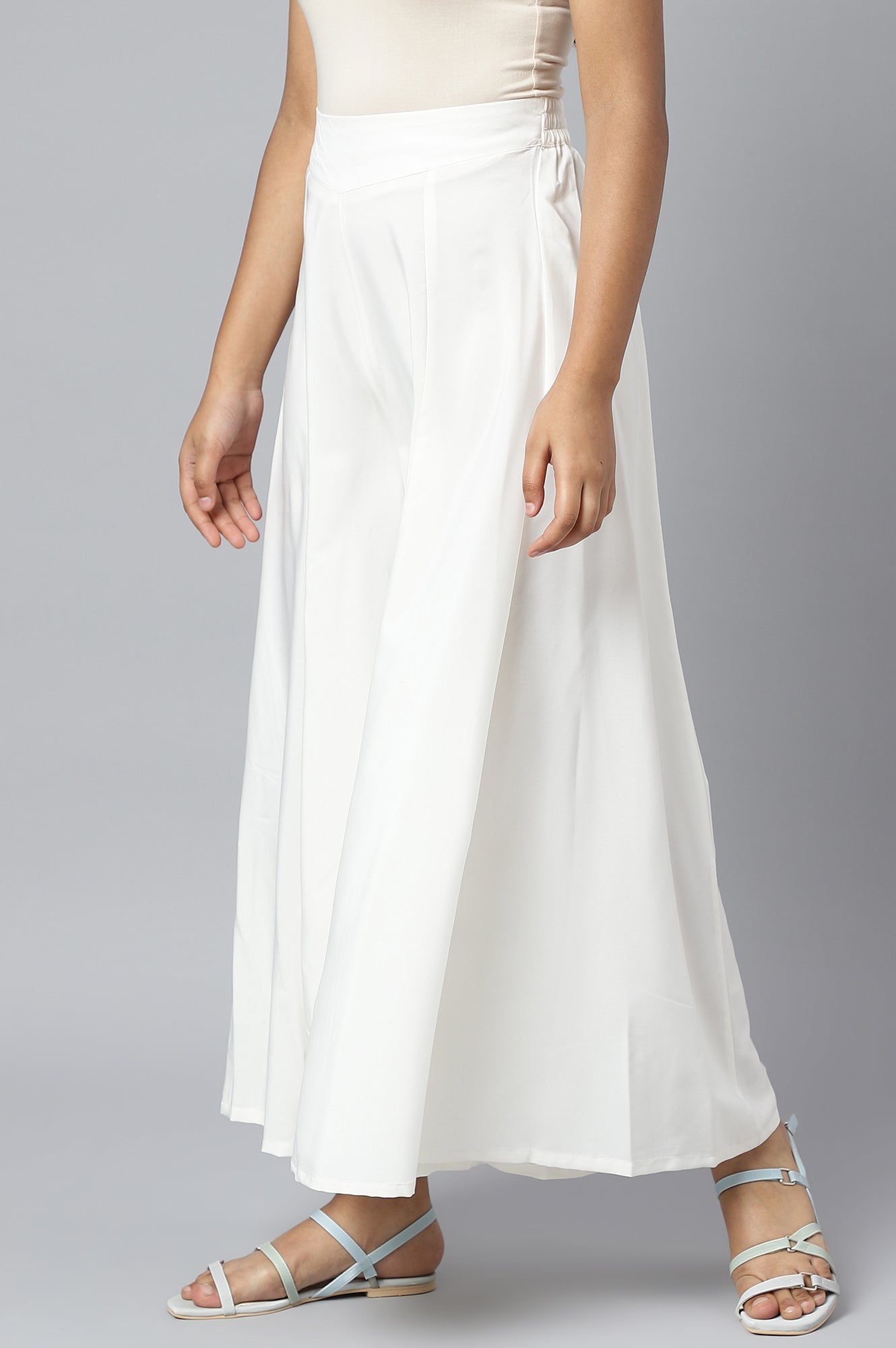 White Pure Cotton Straight Kurta and Palazzo Set