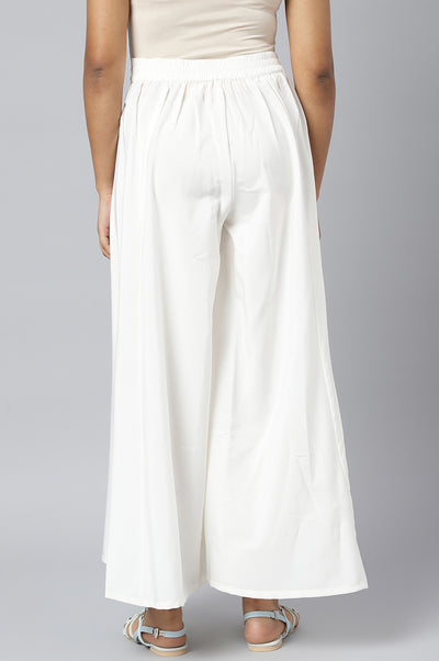 White Pure Cotton Straight Kurta and Palazzo Set