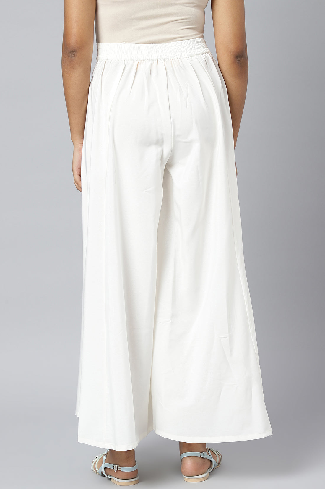 Off White Stripe Pure Cotton Straight Kurta and Palazzo Set