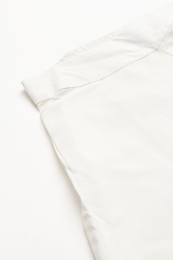 White Flared Solid Ankle Length Palazzo