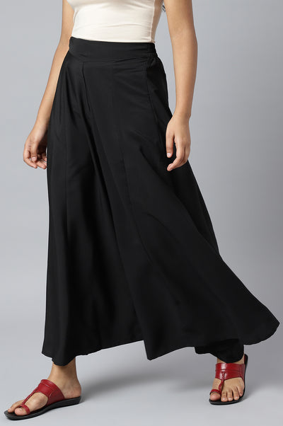 Black Floral Printed Seer Sucker Straight Kurta and Palazzo Set