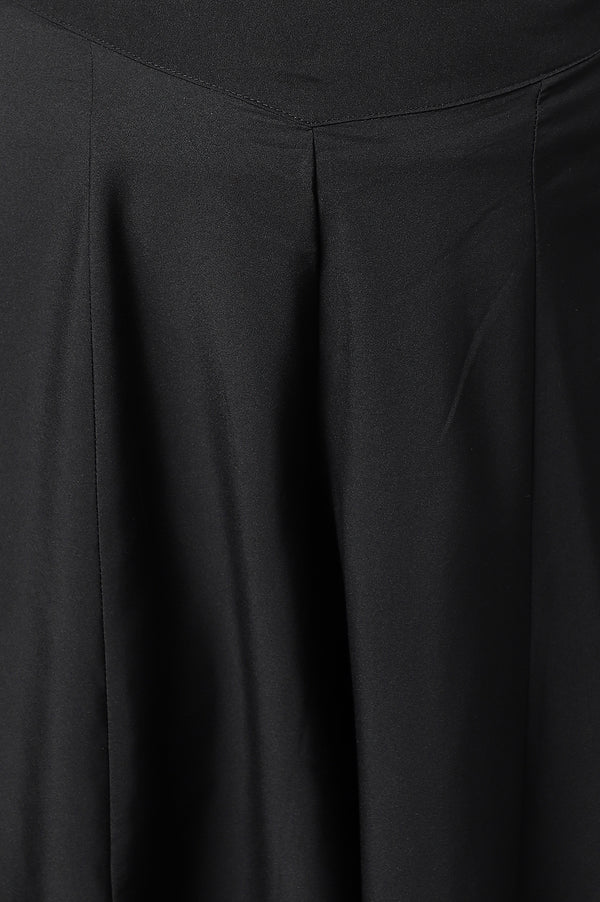 Black Floral Printed Textured Cotton Straight Kurta and Palazzo Set