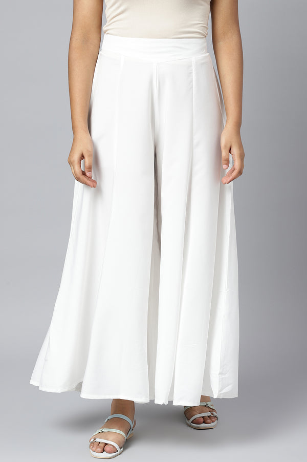 White Cotton Blend Straight Kurta and Palazzo Set