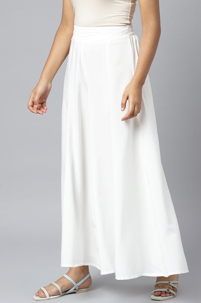 White Floral Printed Straight Kurta and Palazzo Set