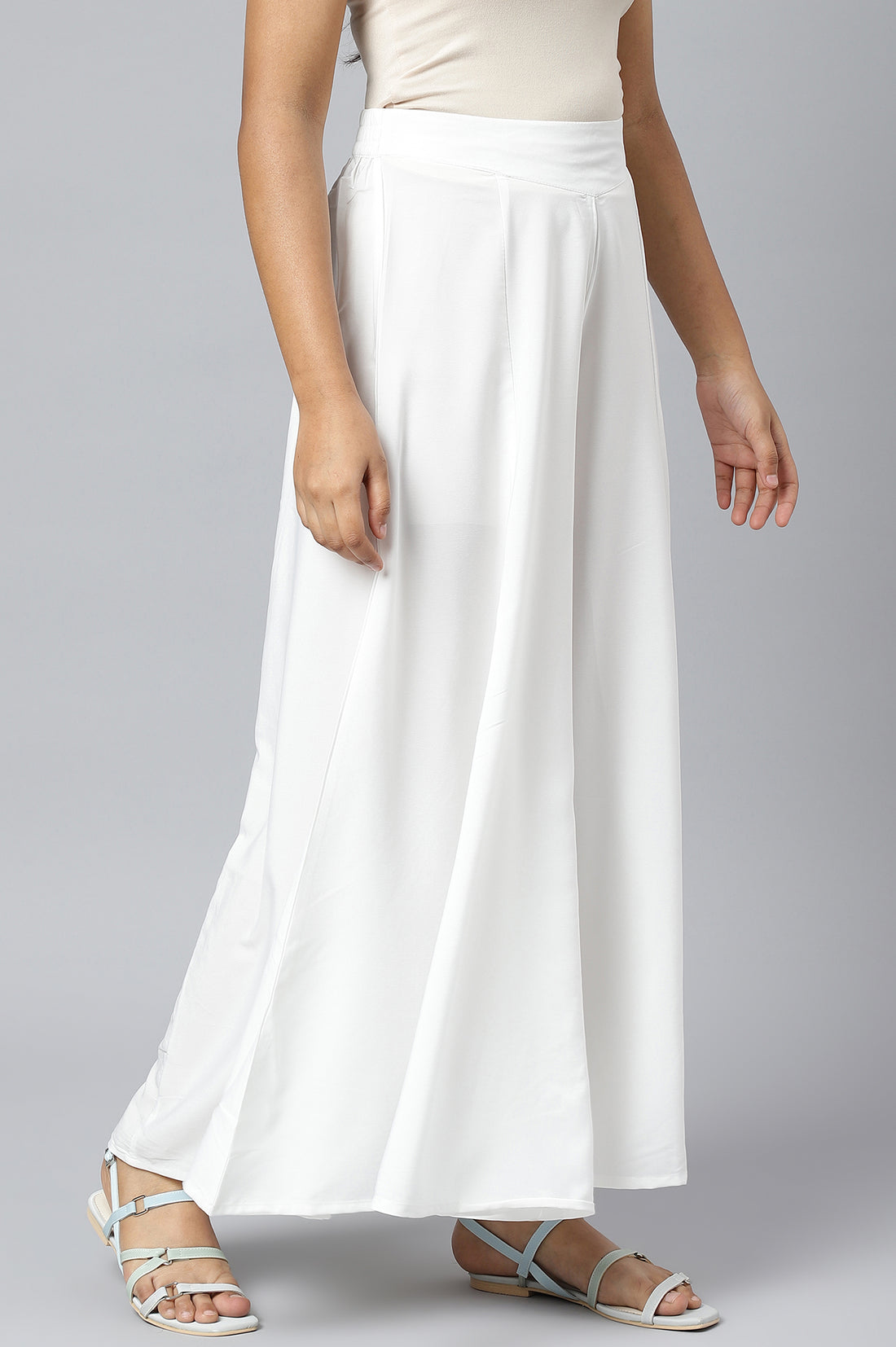 White Checkered Cotton Lycra Straight Kurta and Palazzo Set