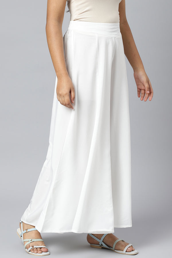 White Cotton Blend Straight Kurta and Palazzo Set