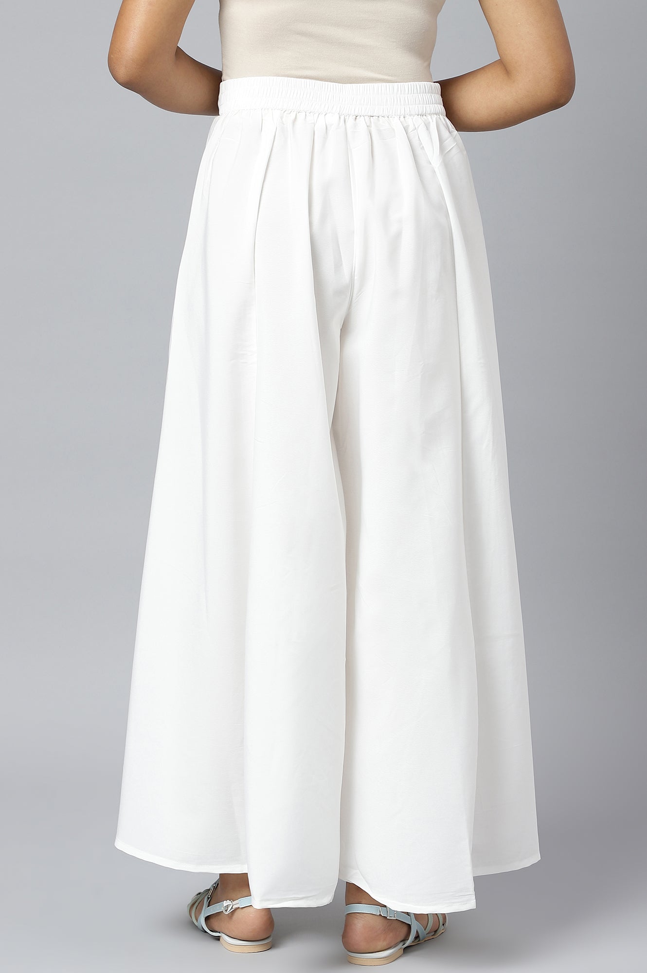 White Cotton Blend Straight Kurta and Palazzo Set
