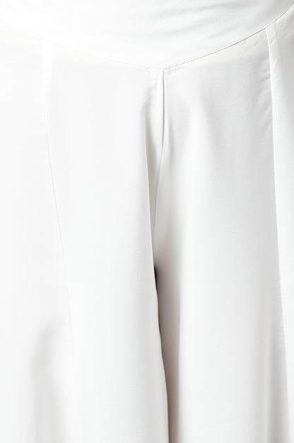 White Flared Solid Palazzo