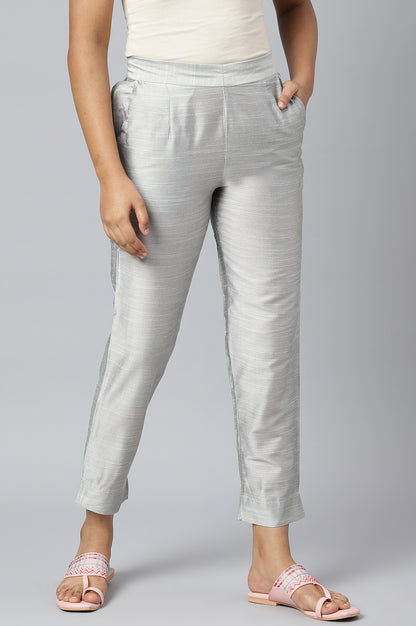 Silver Solid Trousers