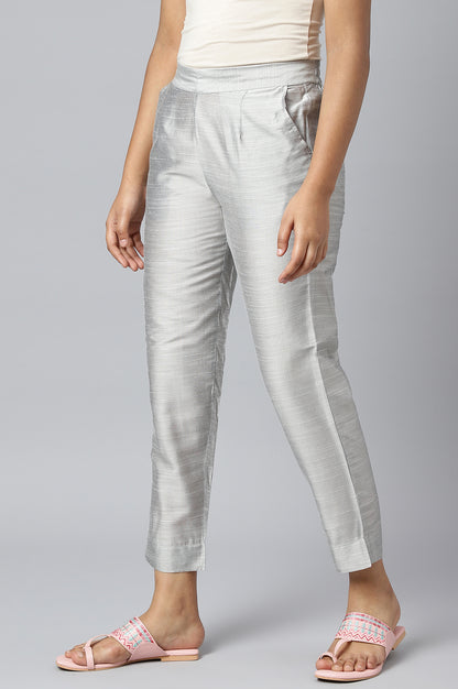 Silver Solid Trousers