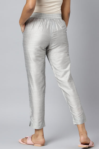 Silver Solid Trousers