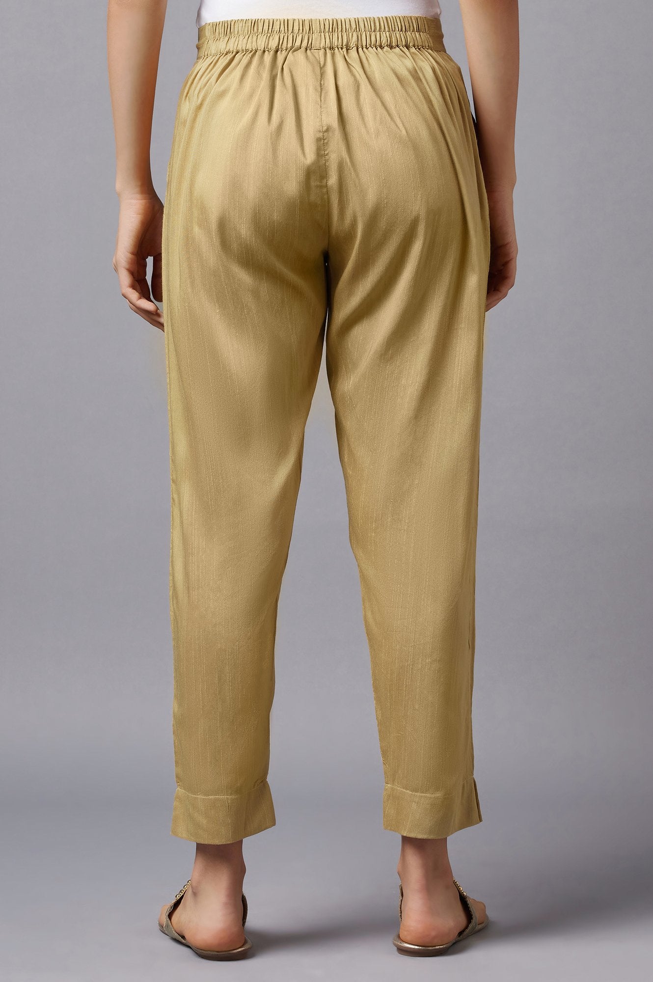 Gold Cotton Flax LIVA Eco Women Trousers