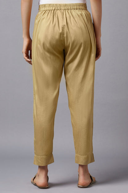 Gold Cotton Flax LIVA Eco Women Trousers