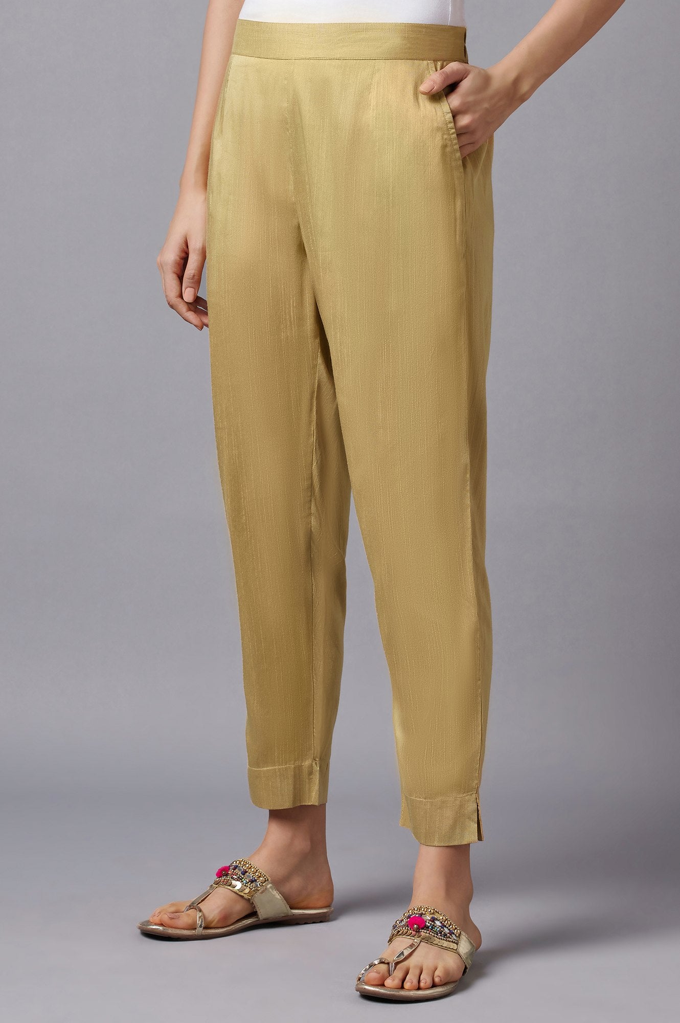 Gold ladies trousers hotsell